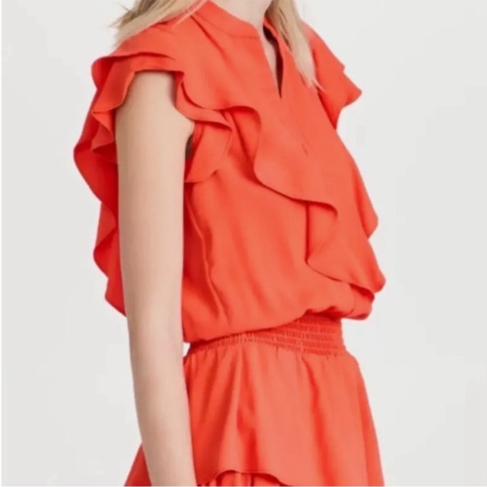 Amanda Uprichard Women’s Vareta Dress Ruffle Orange medium Mini - Picture 2 of 9